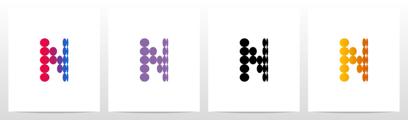 Circles Flat Thinner on Each Row Initial Letter Logo Design N