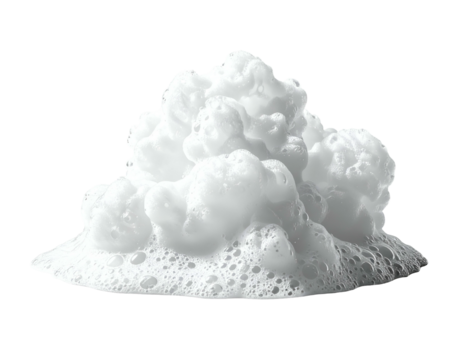 Close-up of white, frothy foam pile isolated on a black background