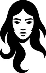 Beautiful female face with long hair Style isolated on white background
