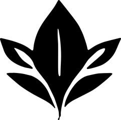 Minimal Leaf Element – Clean Black Line Art Symbol