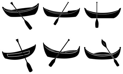 Canoe Silhouettes with Paddles