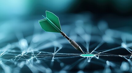 Dart Hitting Target on Network Web Illustration for Business Concept