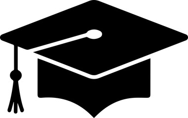 Simple Graduation Cap Logo – Flat Black Icon Illustration