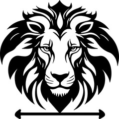Lion Head Silhouette Vector &ndash; Black Icon and Logo Design