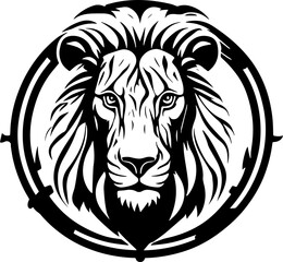 Lion Head Silhouette Vector – Black Icon and Logo Design