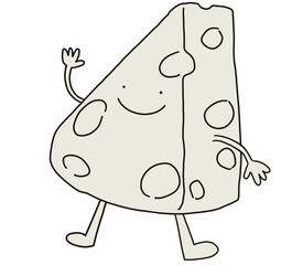 Slice triangle cheese cartoon character illustration art
