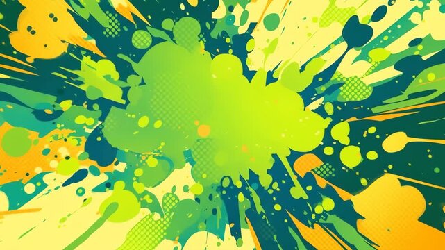 Pop art background animation of explosion motion and fire shapes