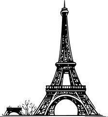 Fototapeta premium Simple Eiffel Tower Logo – Flat Black Icon Illustration