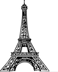 Obraz premium Simple Eiffel Tower Logo – Flat Black Icon Illustration