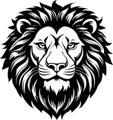 Lion Head Silhouette Vector – Black Icon and Logo Design