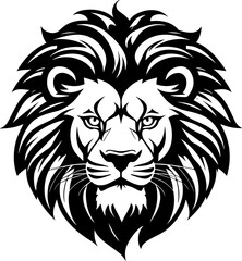 Lion Head Silhouette Vector – Black Icon and Logo Design