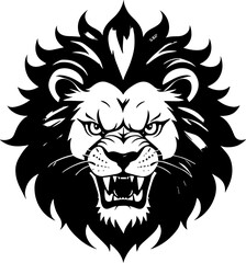 Lion Head Silhouette Vector – Black Icon and Logo Design