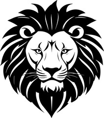 Lion Head Silhouette Vector – Black Icon and Logo Design