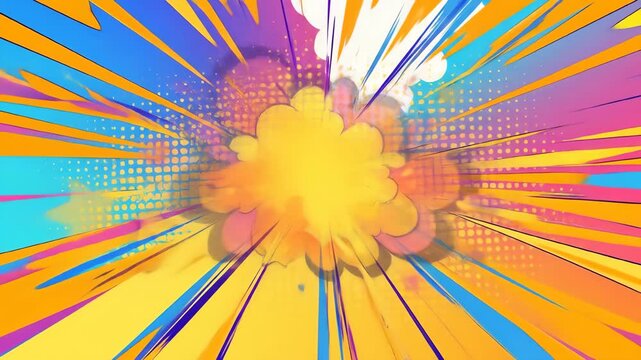 Pop art explosion and fire shape motion animation