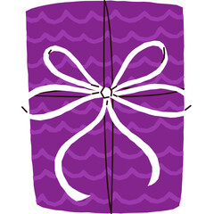 Purple Gift Box With White Ribbon And Bow Isolated On Transparent Background Celebration Surprise Present Box