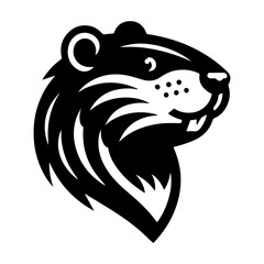 Groundhog Head Silhouette: Bold Black and White Design.