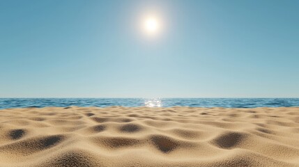 Serene Beach Scene with Gentle Waves and Clear Blue Sky Above