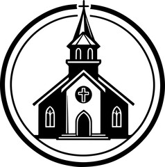 Church Icon Minimalist Vector Representing Religion and Architecture Design