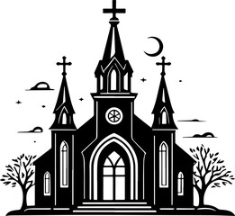 Church Icon Minimalist Vector Representing Religion and Architecture Design