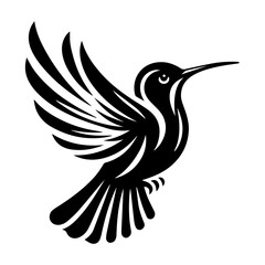Fototapeta premium Elegant Black Hummingbird Silhouette: Graceful Flight and Beauty.
