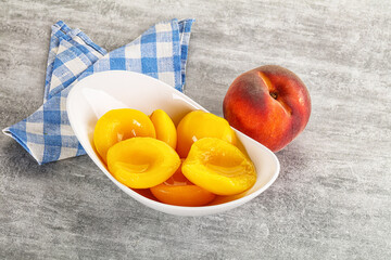 Ripe sweet and juicy canned peach
