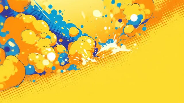 Motion animation of explosion and fire shapes, Pop art background