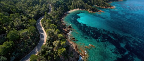 Coastal road winding through lush landscape