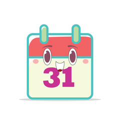 Cute Kawaii Calendar Vector Pastel Colored Flat Style Date Planner Illustration, Hand Drawn Schedule Icon for Organization, Office, Time Management, Reminder, and Productivity Design