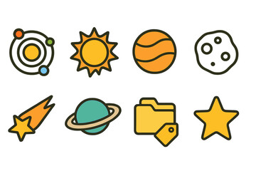 Astronomy, space line icon set. Cosmic, planetary, celestial outline graphics collection