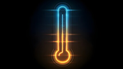 Illuminated digital representation displays contrasting cold and warm temperature readings on a dark background