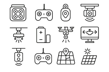 Crop spraying panel camera drone map agriculture vector battery icon icons charging