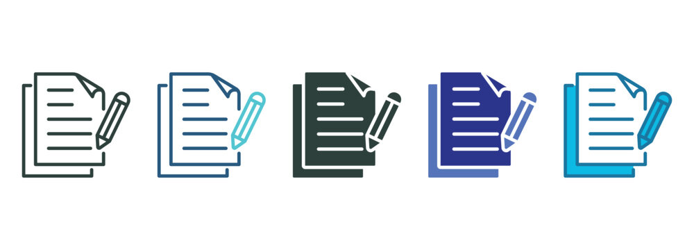Script Icon Set Multiple Style Of