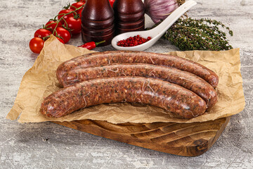 Raw beef and lamb sausages