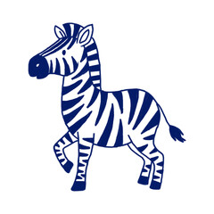 Illustration of hand drawn cute zebra illustration isolated on transparent background