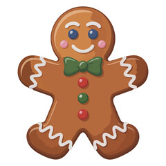 Gingerbread Man Cookie Cartoon with Transparent Background