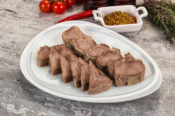 Sliced boiled pork tongue snack