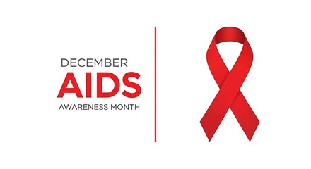 December AIDS Awareness Month ribbon symbol in red on white background, promoting solidarity