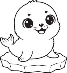 Winter Cozy Seal Illustration vector line art