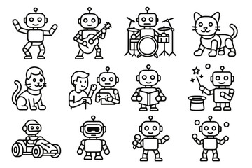 Drummer robotic personal toy vr robot icon icons racing robotics companion vector