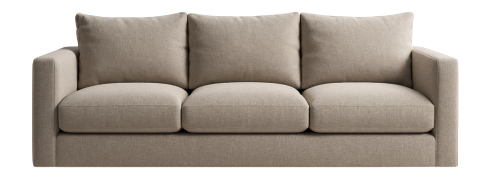Spacious straight sofa with deep seat and large cushions for ultimate family room comfort.