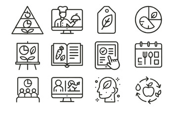 Food class cooking icons ai module meal nutrition lifecycle icon diet vector