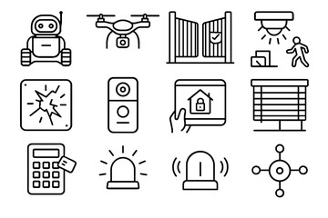 Hub tablet security icon automated vector home connected sensor alert light access