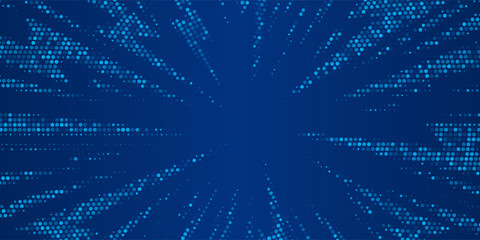 Fototapeta premium Glowing blue dotted texture. Abstract curved dot grid wallpaper. Circle halftone pattern background. Dark navy backdrop for technology, business, science, healthcare, medicine design. Vector