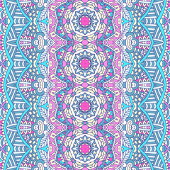 Colorful mandala pattern in blue and pink symmetrical design  doodle ornamental