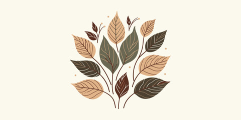 Stylized Botanical Illustration of a Leafy Plant, Perfect for Decorative and Design Purposes
