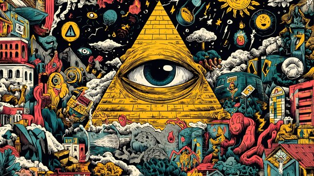 The Illuminati All-Seeing Eye Doodle Poster