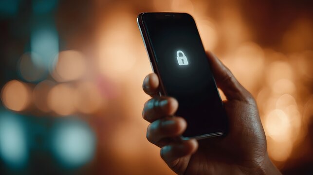 A hand holds a smartphone with a glowing padlock icon symbolizing digital security and privacy - Powered by Adobe