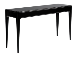 Sleek console table with a high-gloss finish, perfect for modern penthouse decor.