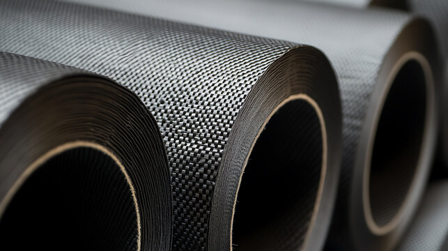 Detailed shot of rolled carbon fiber fabric showing its weave pattern, perfect for illustrating composites, manufacturing, or advanced materials. #CarbonFiber #Fabric