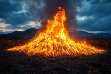 A Realistic Thai Funeral Pyre Deep in the Countryside